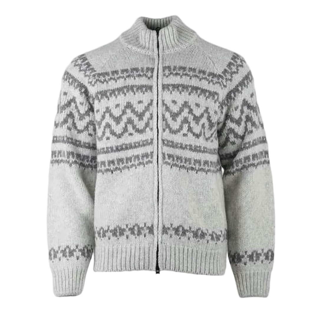 Nordic-Inspired Zip-Front Cardigan with Shawl Collar