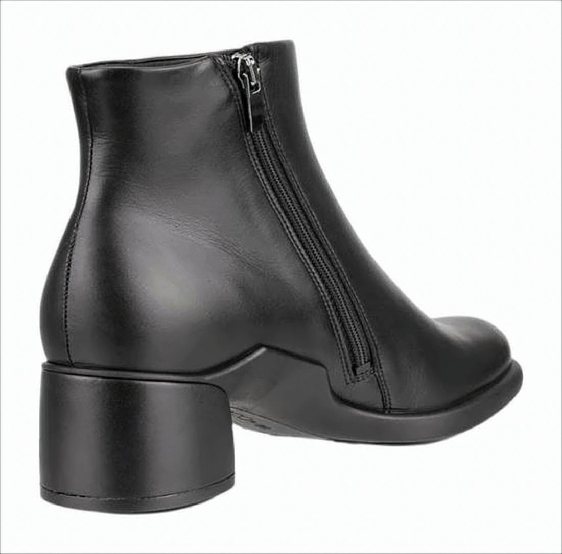 Smooth Leather Ankle Boots with Side Zipper