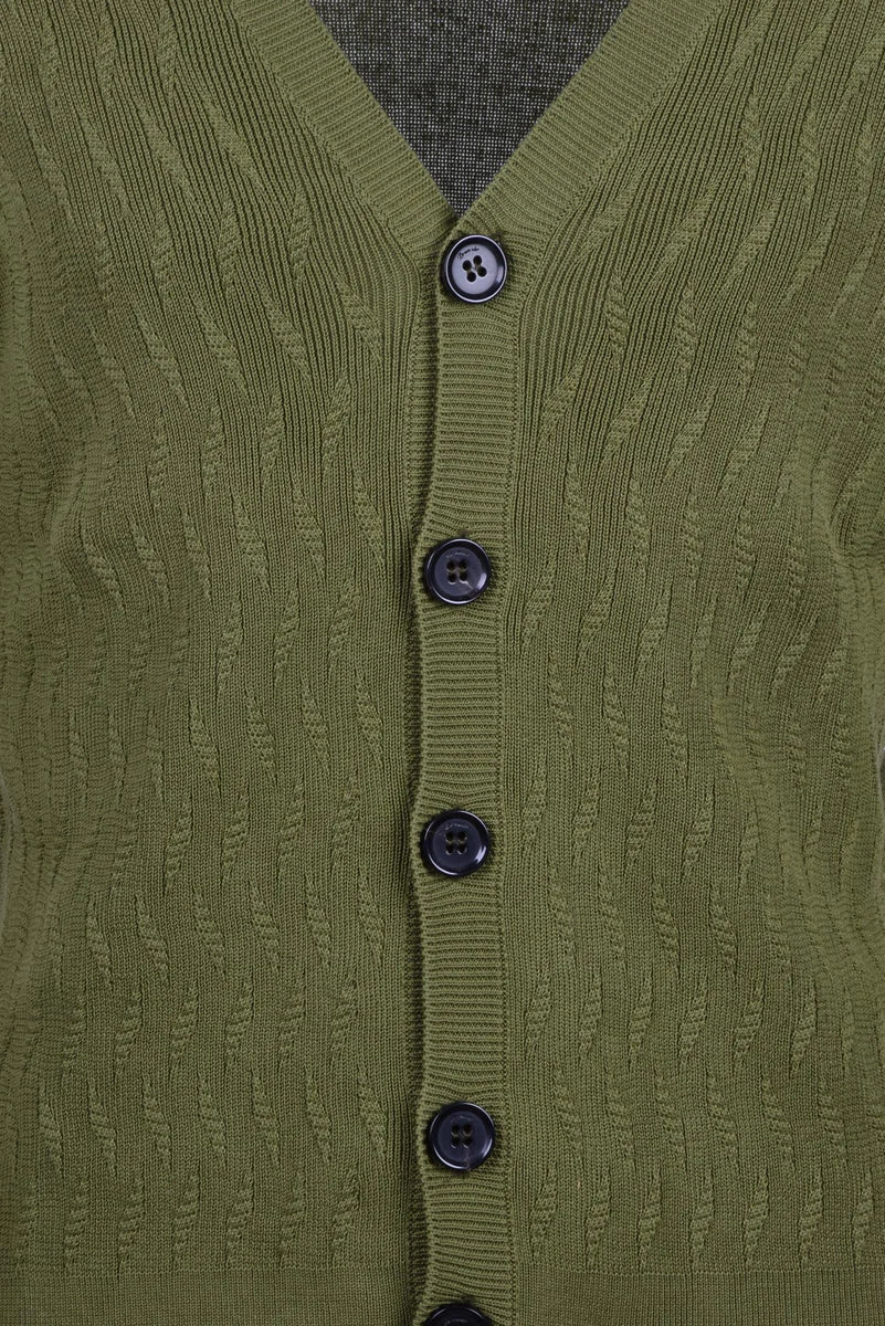 V-Neck Cardigan - Green