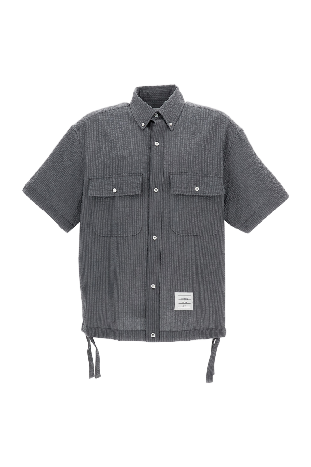 Gray Wool Short-Sleeve Oversize Shirt