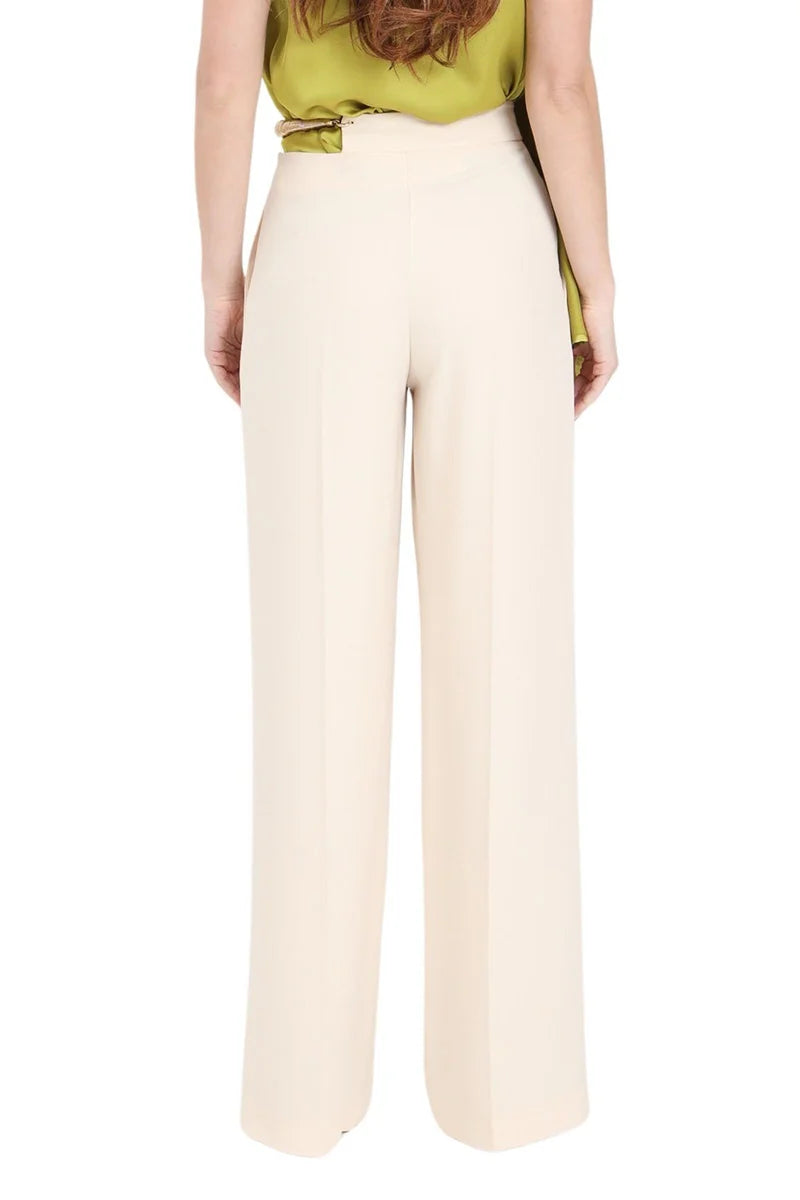 Beige Stretch Trousers with High Waist