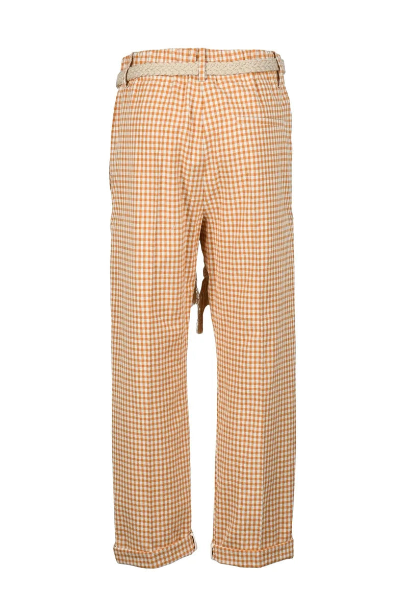 High-Waisted Chino Trousers - Curry