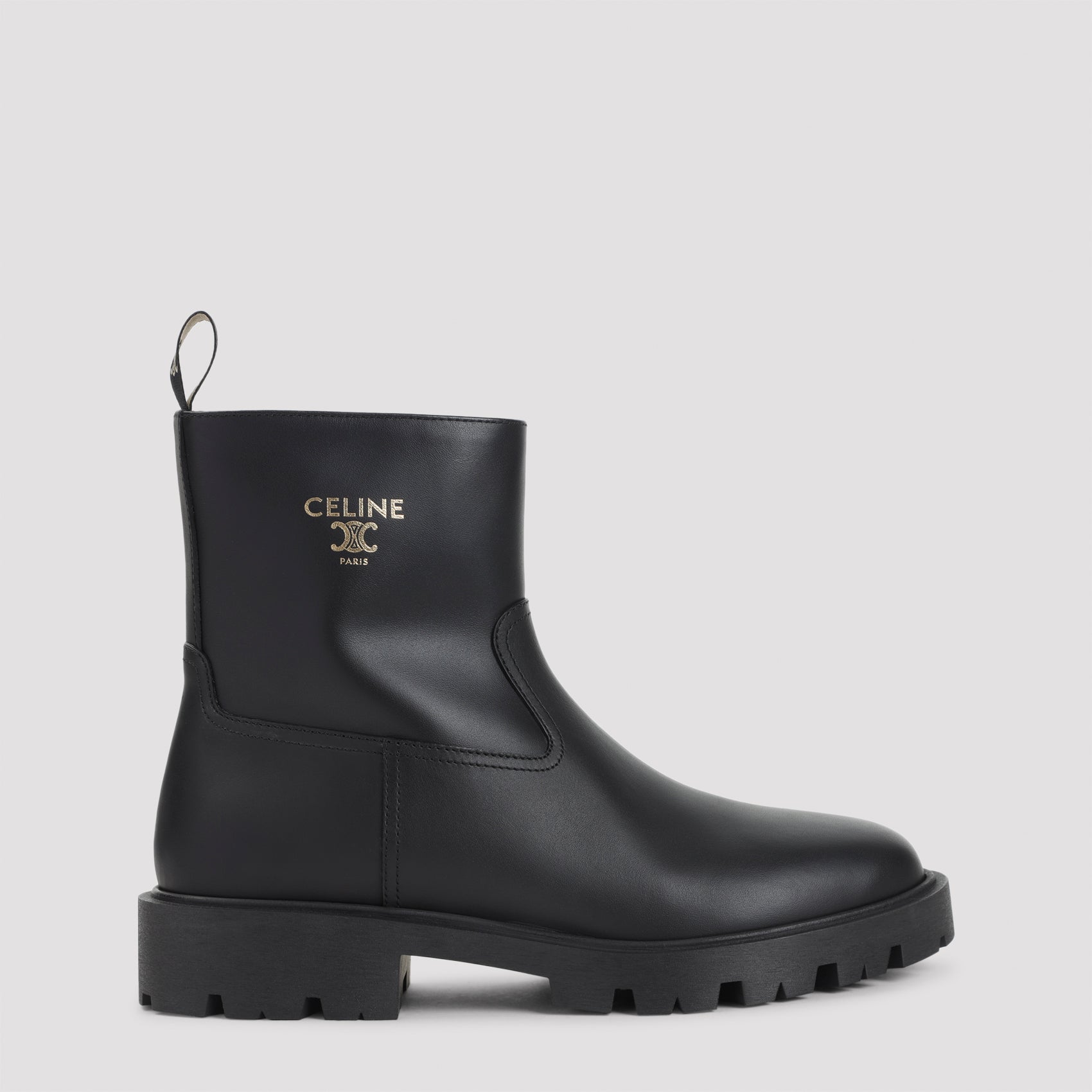 Black Calf Leather Ankle Boots