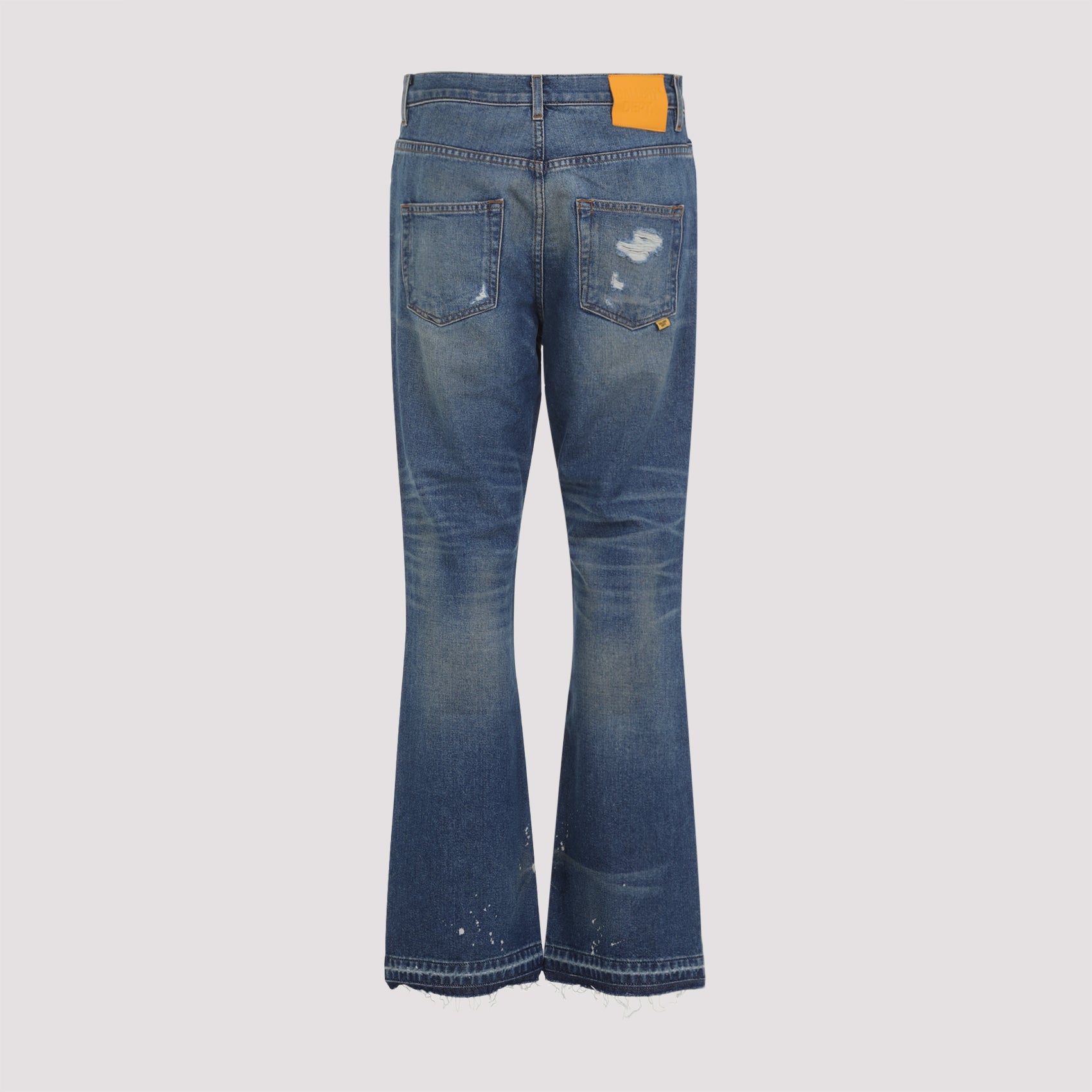 Distressed Blue Denim Jeans With Fit