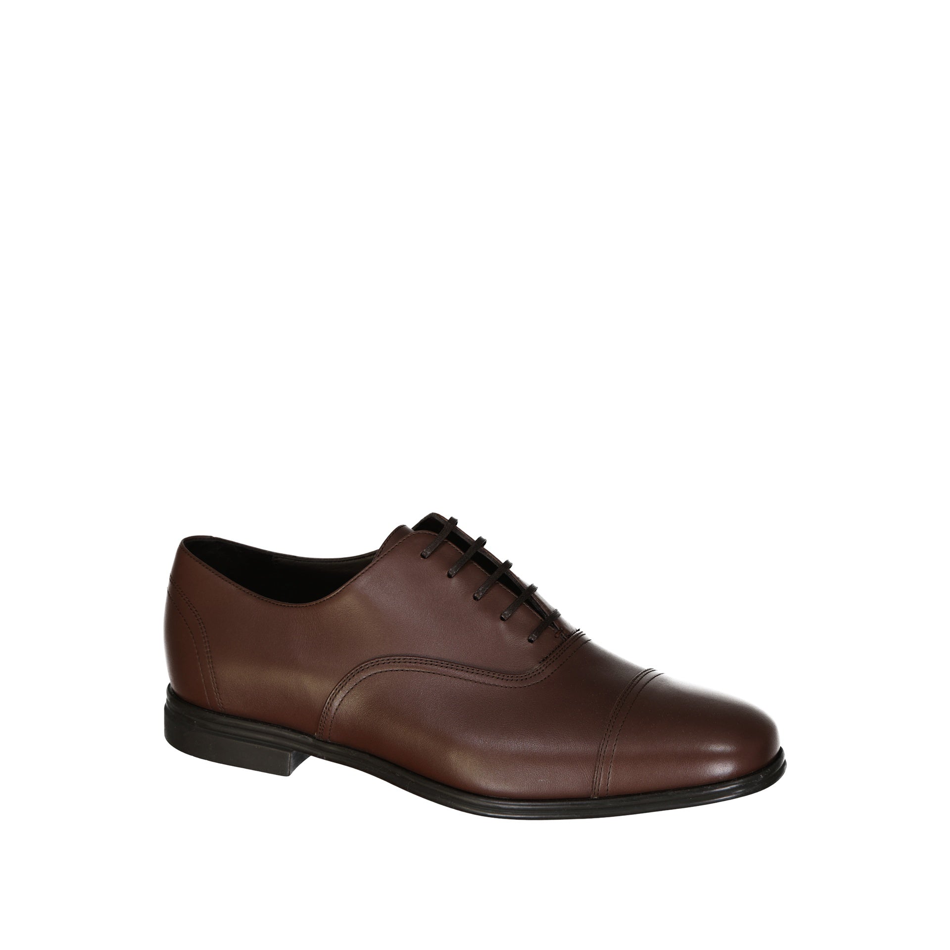Spice Leather Shoes with Polished Finish and Lace-Up Design