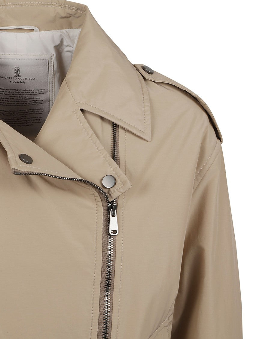 Cropped Jacket With Diagonal Zipper