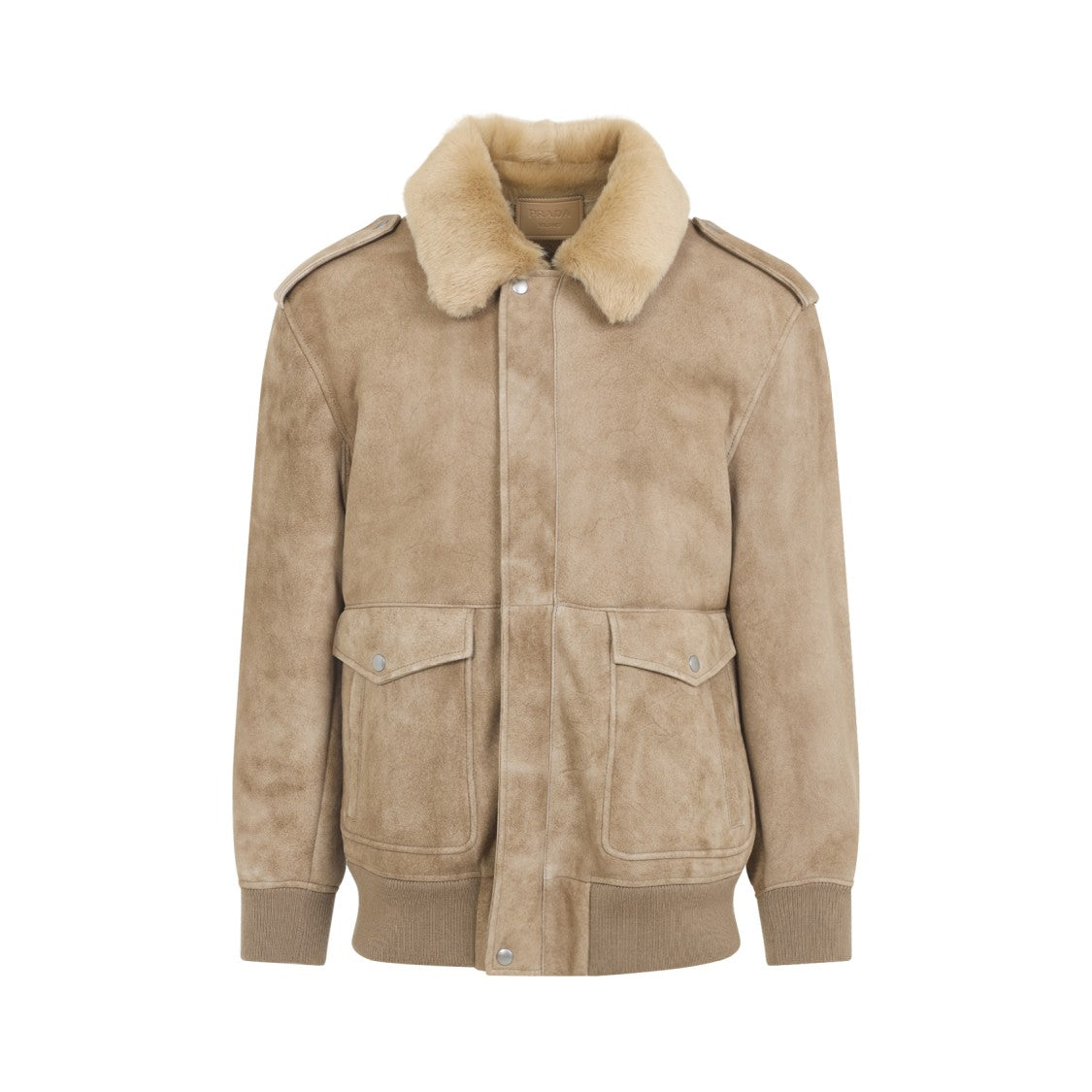 Suede Leather Jacket With Plush Fur Collar