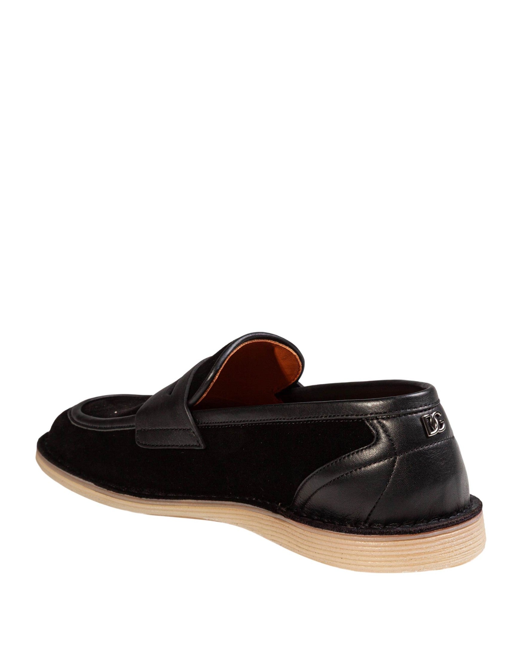 Black Split Calfskin Slippers