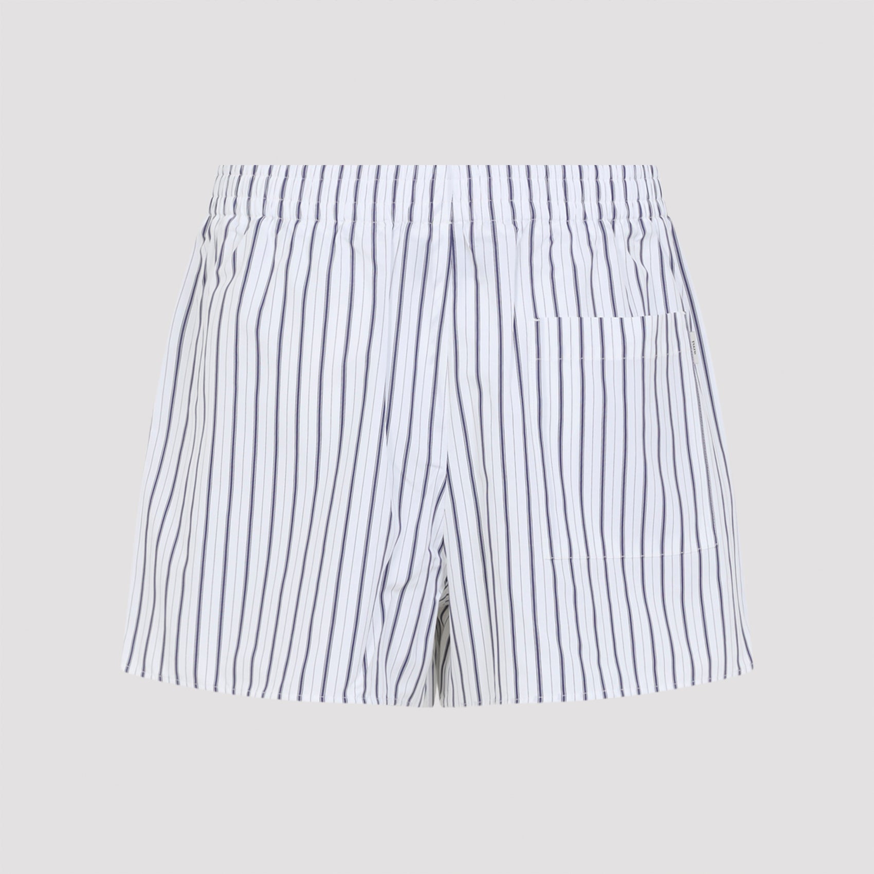 Vertical Stripe Bermuda Shorts With Elastic Waistband And Relaxed Fit