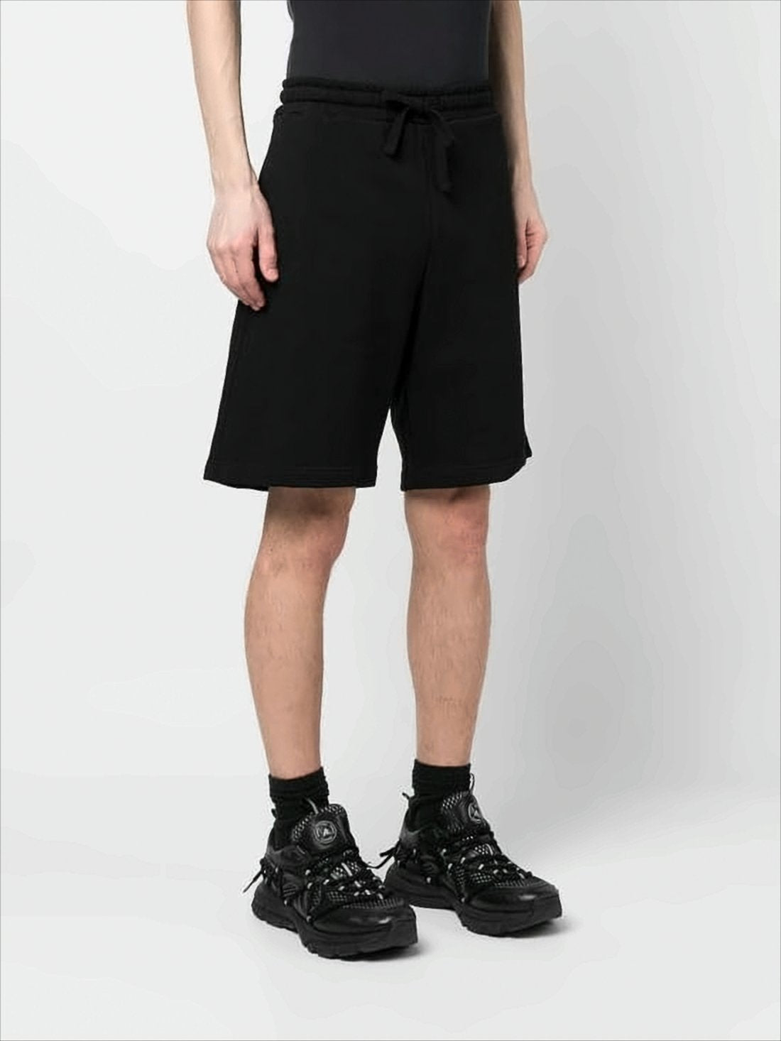 Relaxed Fit Black Cotton Shorts