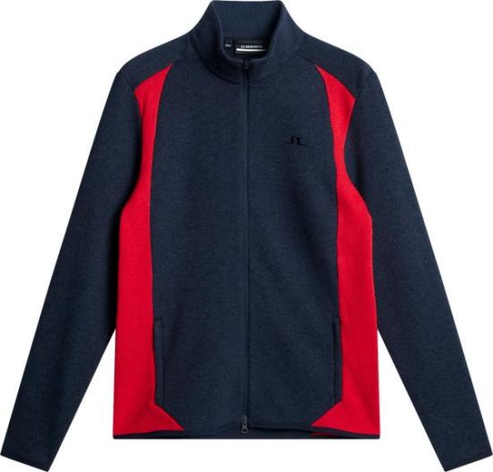 Full-Zip Jacket With Bold Red Panels And High Collar