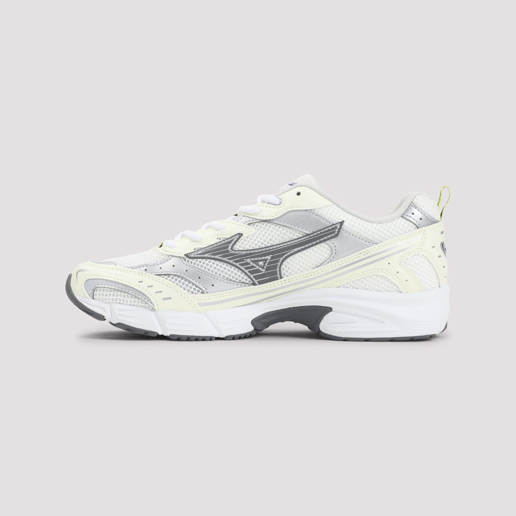 Sporty White Sneakers With Silver Accents And Cushioned Sole