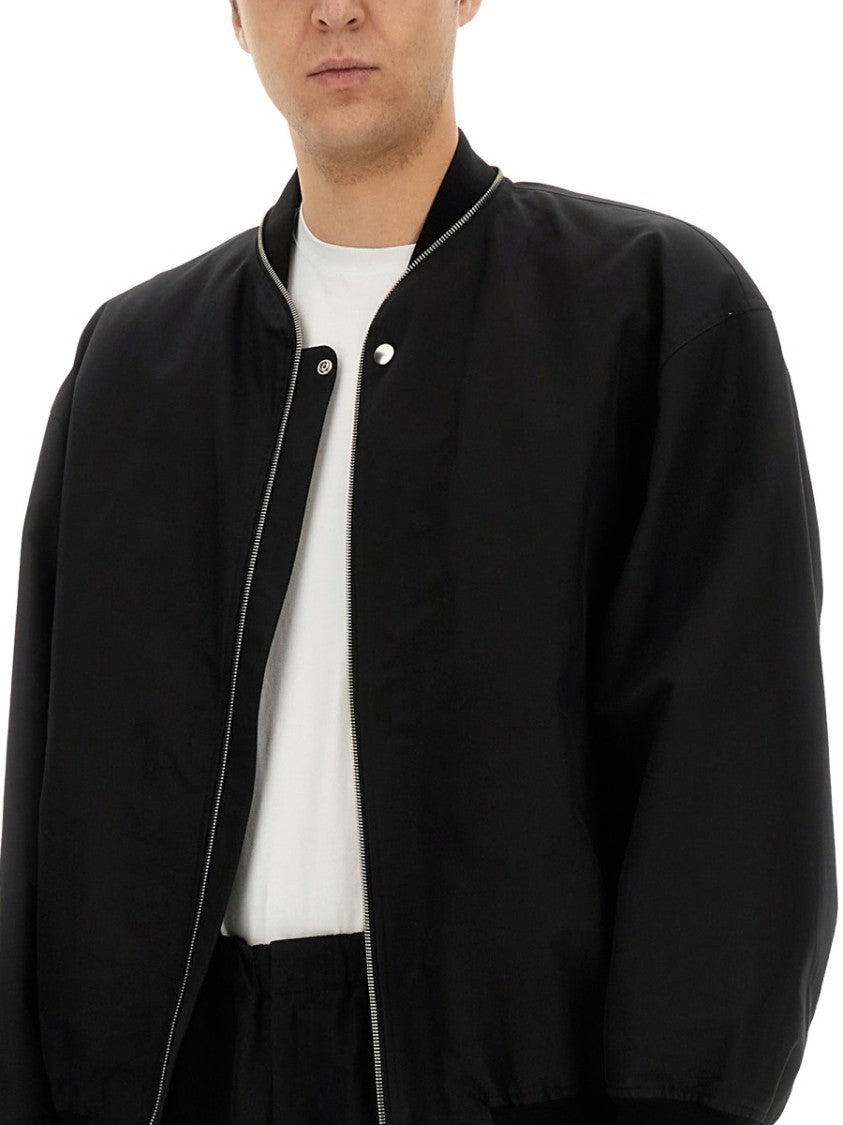 Oversized Cotton Bomber Jacket With Ribbed Cuffs