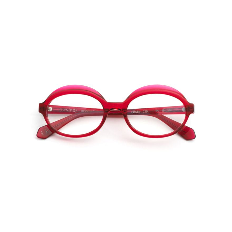 Gravity Oval Frame Red Acetate Eyeglasses with Smooth Finish