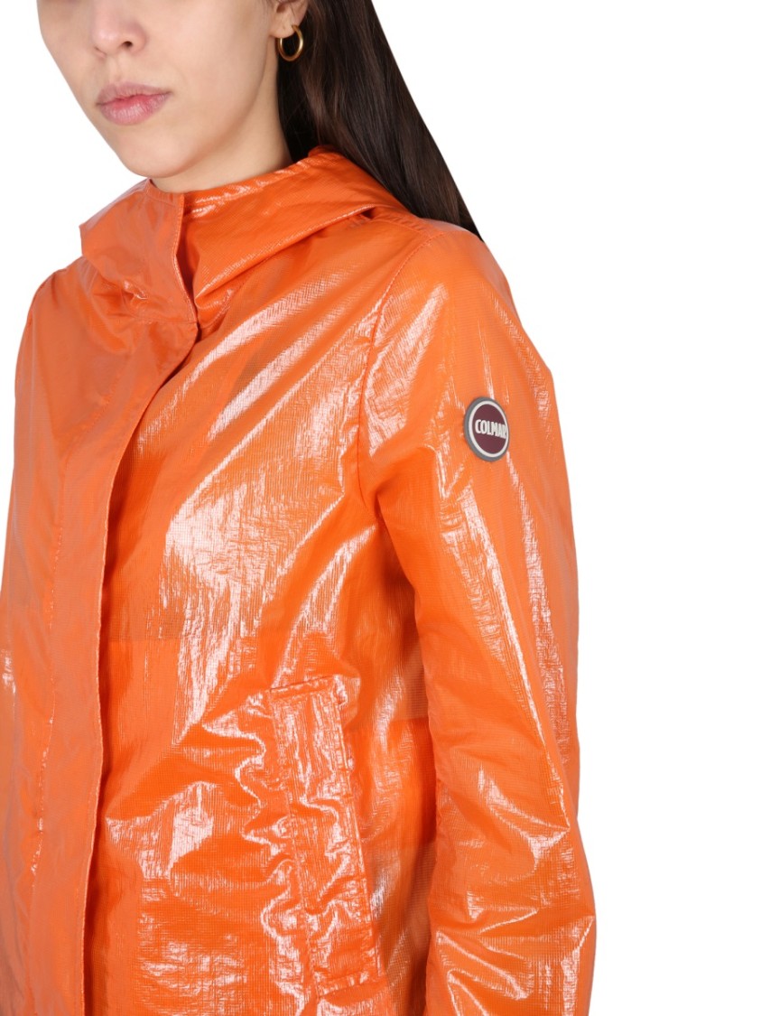 Glossy Waxed Jacket With High Neck