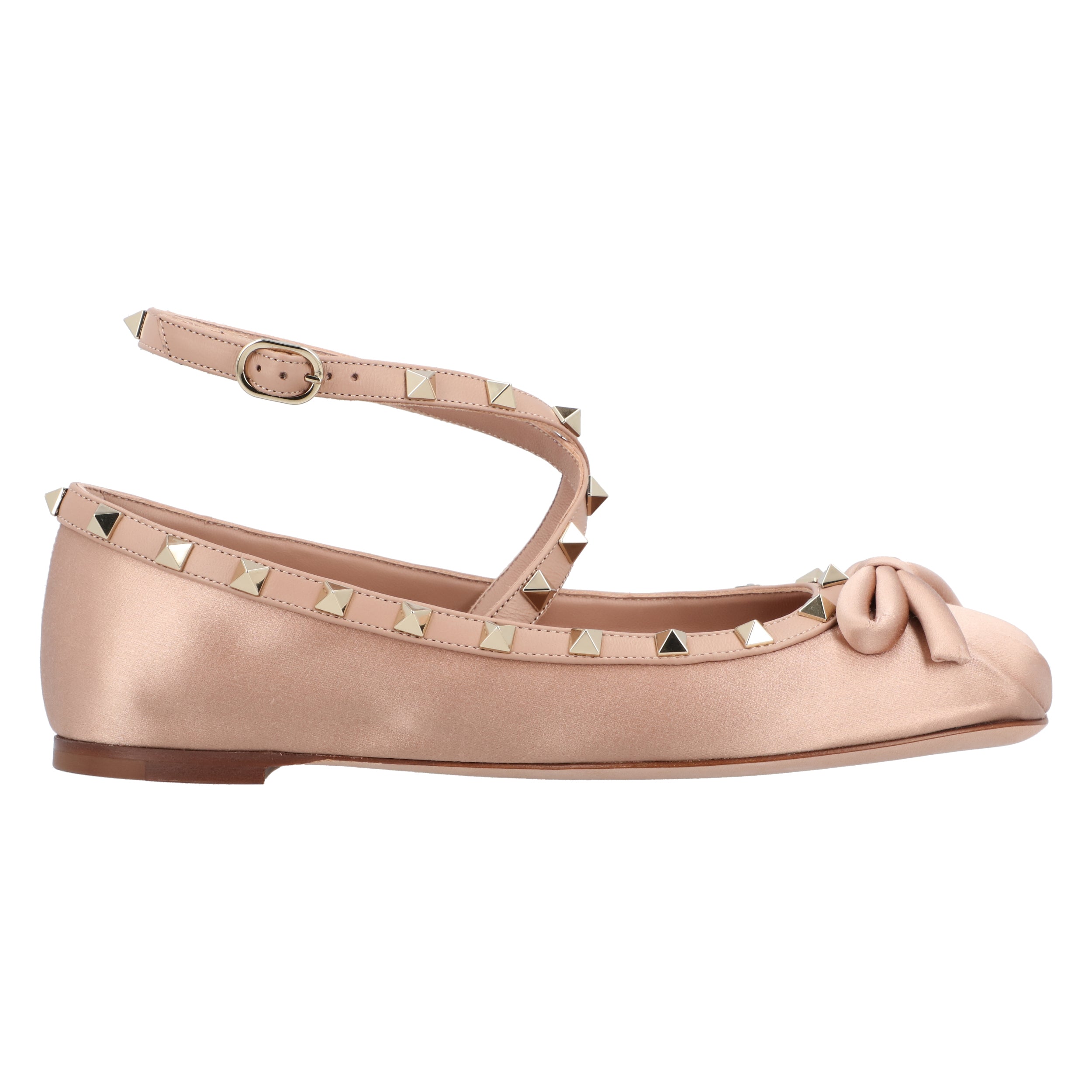 Rockstud Satin Ballerinas Pink