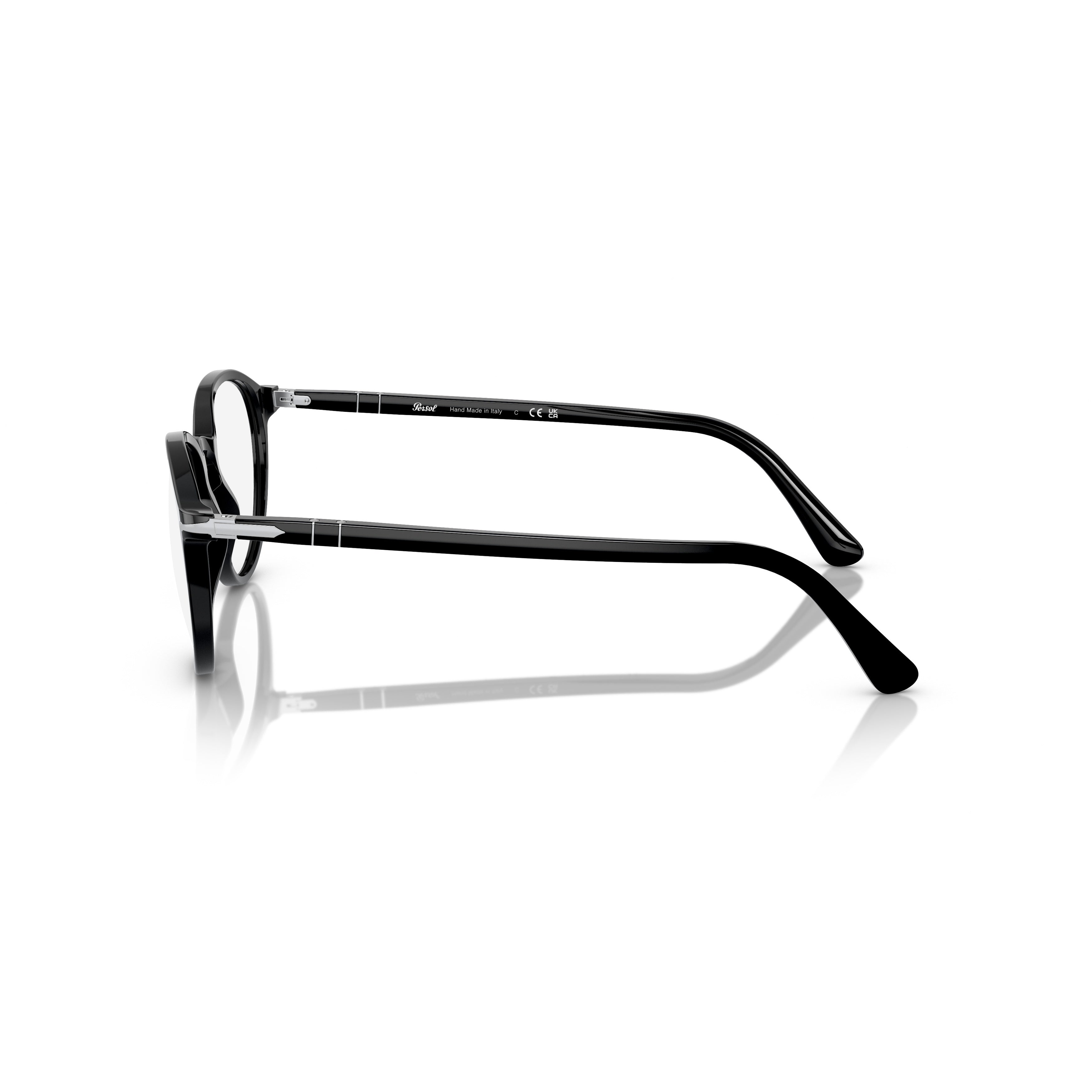 0po3218v Glossy Black Acetate Round Frame Eyeglasses