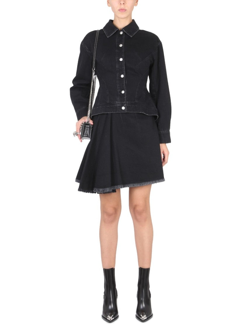 Asymmetrical Hem Mini Skirt