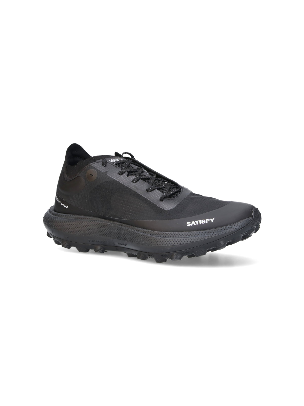 Black Streamlined Semi-Translucent Fabric Sneakers