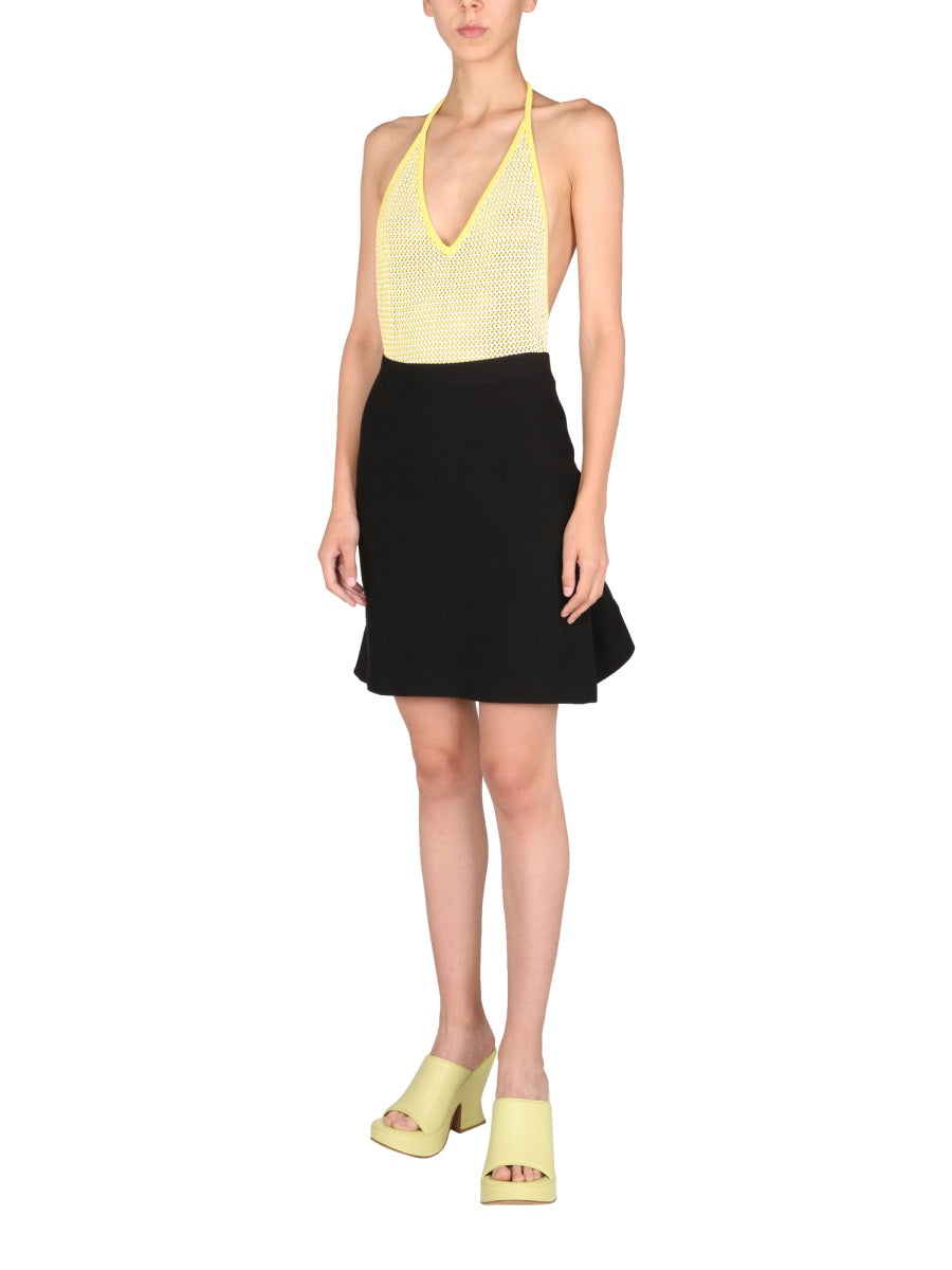 Ruching Detail Wool Skirt with Elasticated Waistband