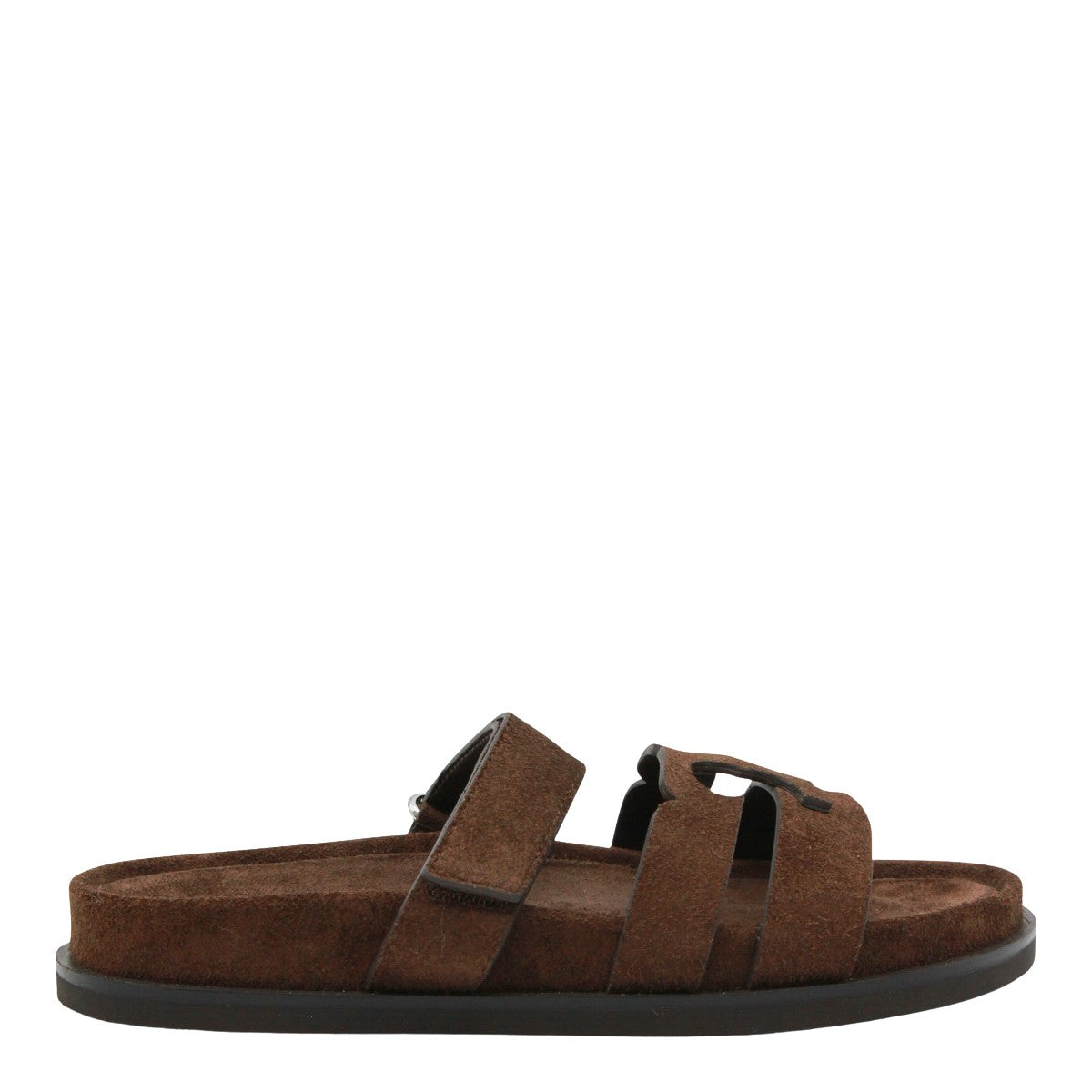 Brown Suede Sandals with Cut-out Design