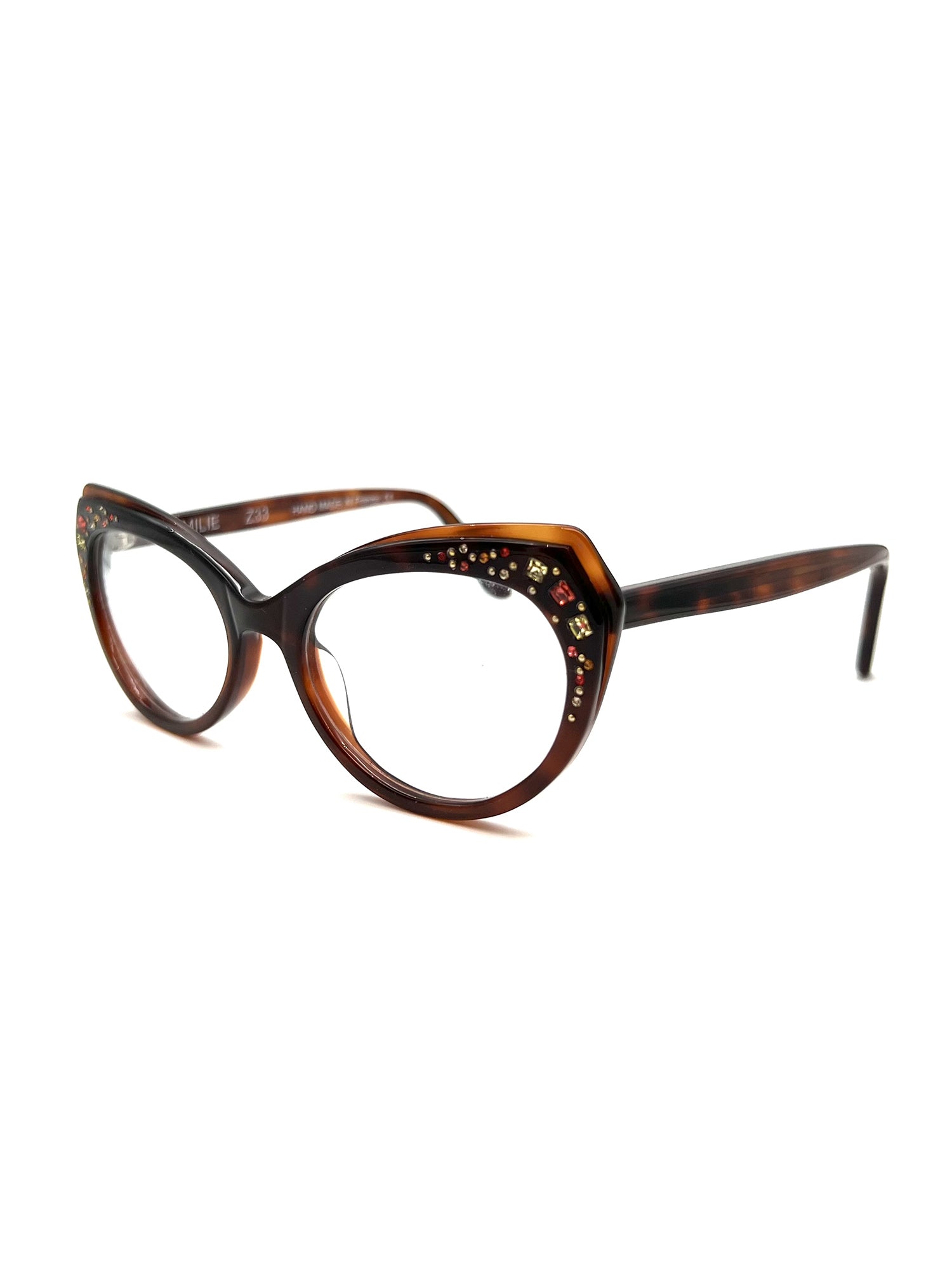 Cat-Eye Optical Frames with Colorful Embellishments