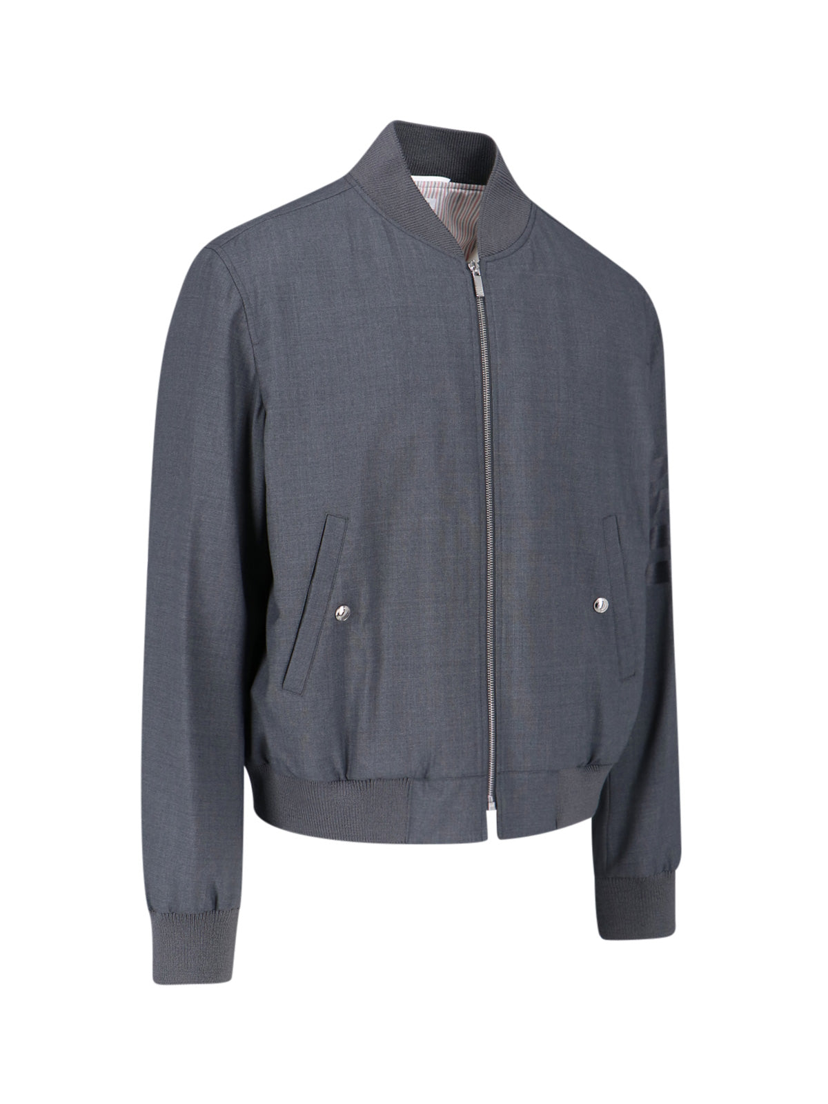 Wool Bomber Jacket With Iconic Stripe Details
