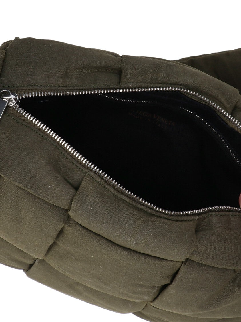 Padded Green Cotton Blend Bag With Intreccio Design