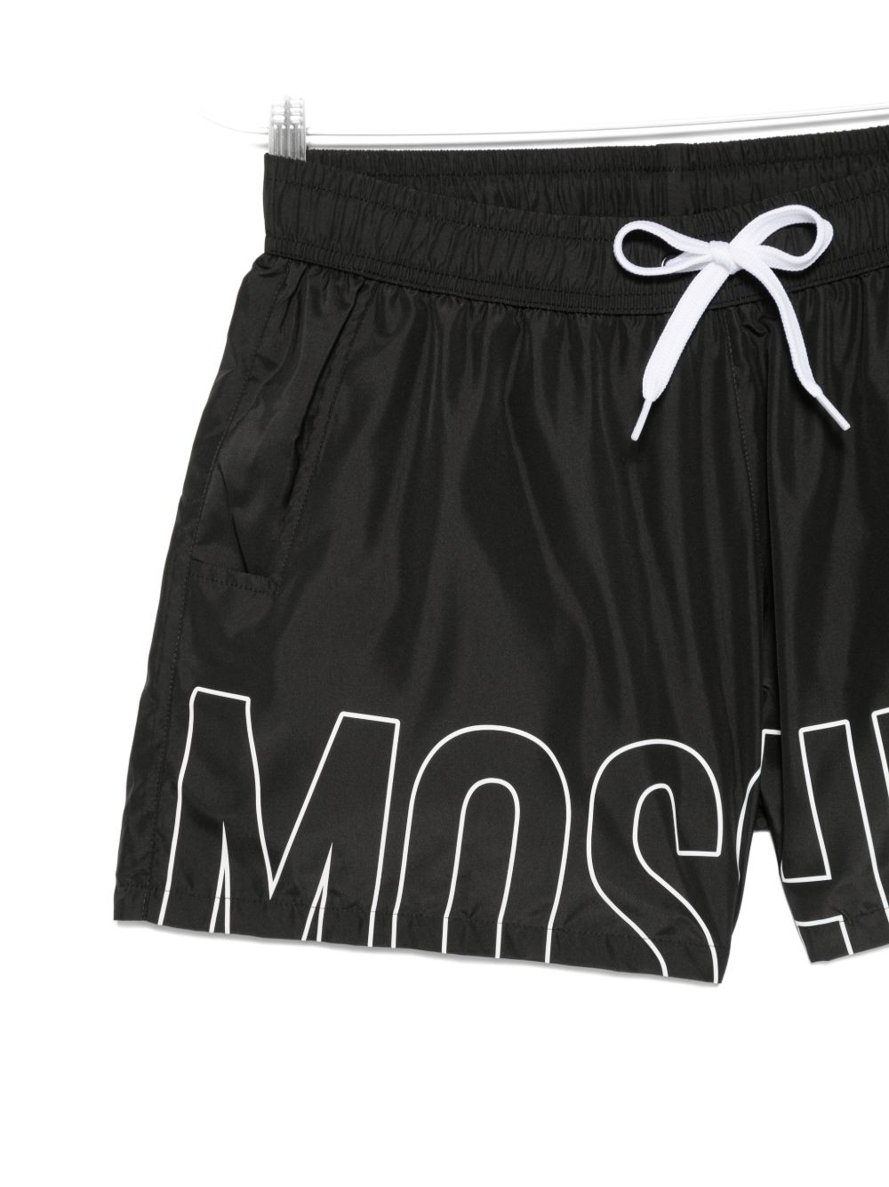 Black Logo Print Drawstring Swim Shorts