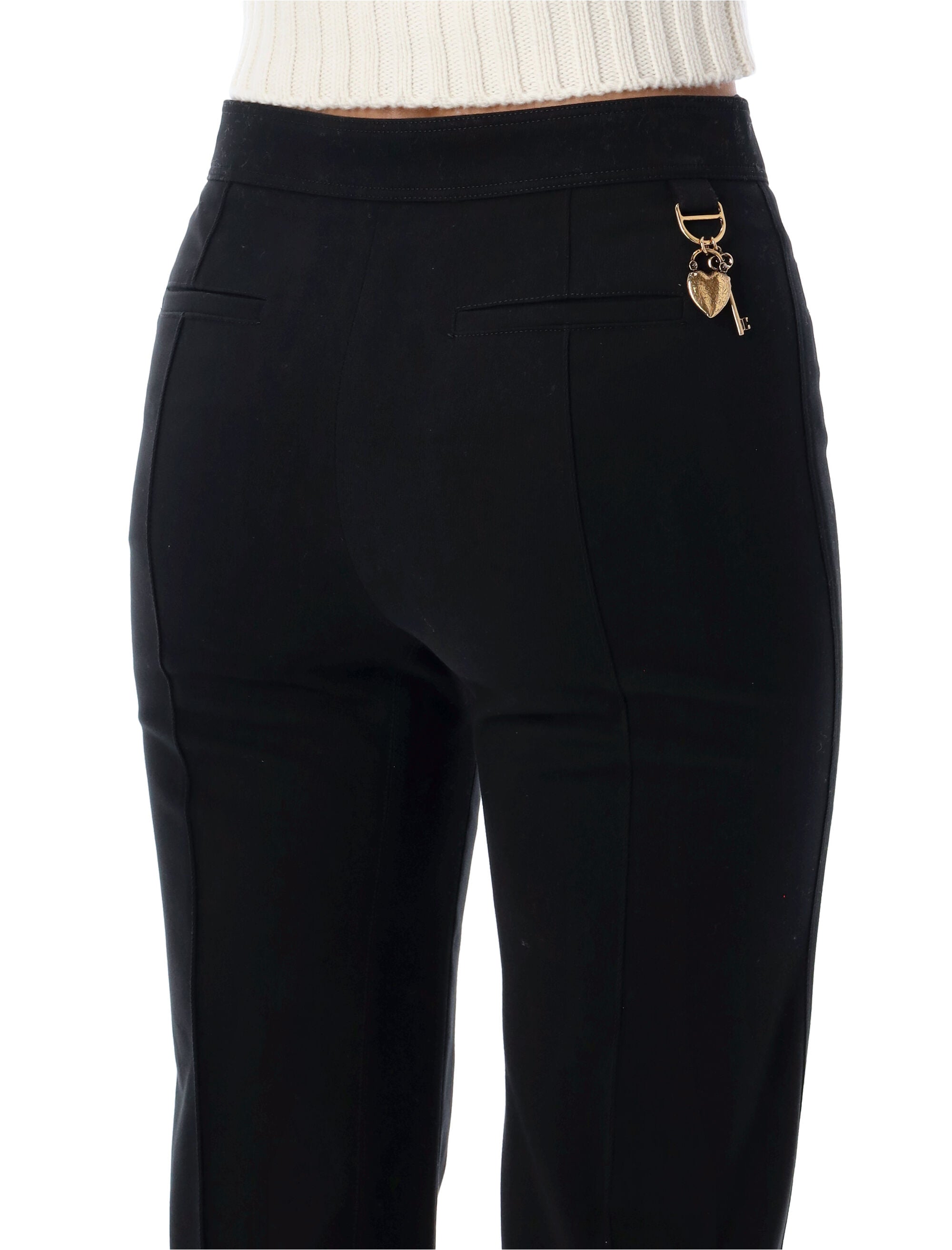Chloé Black Herringbone Cotton Tailored Trousers