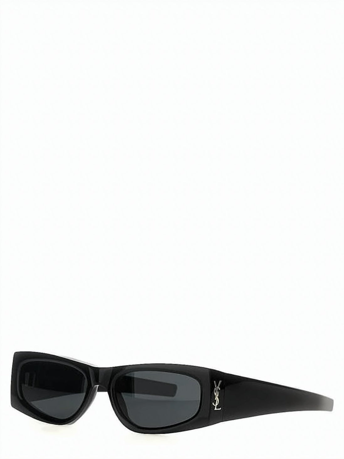Rectangular Acetate Sunglasses with Glossy Black Frame