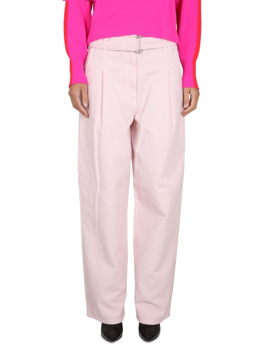 Relaxed High-Waisted Denim Pants With Pleats