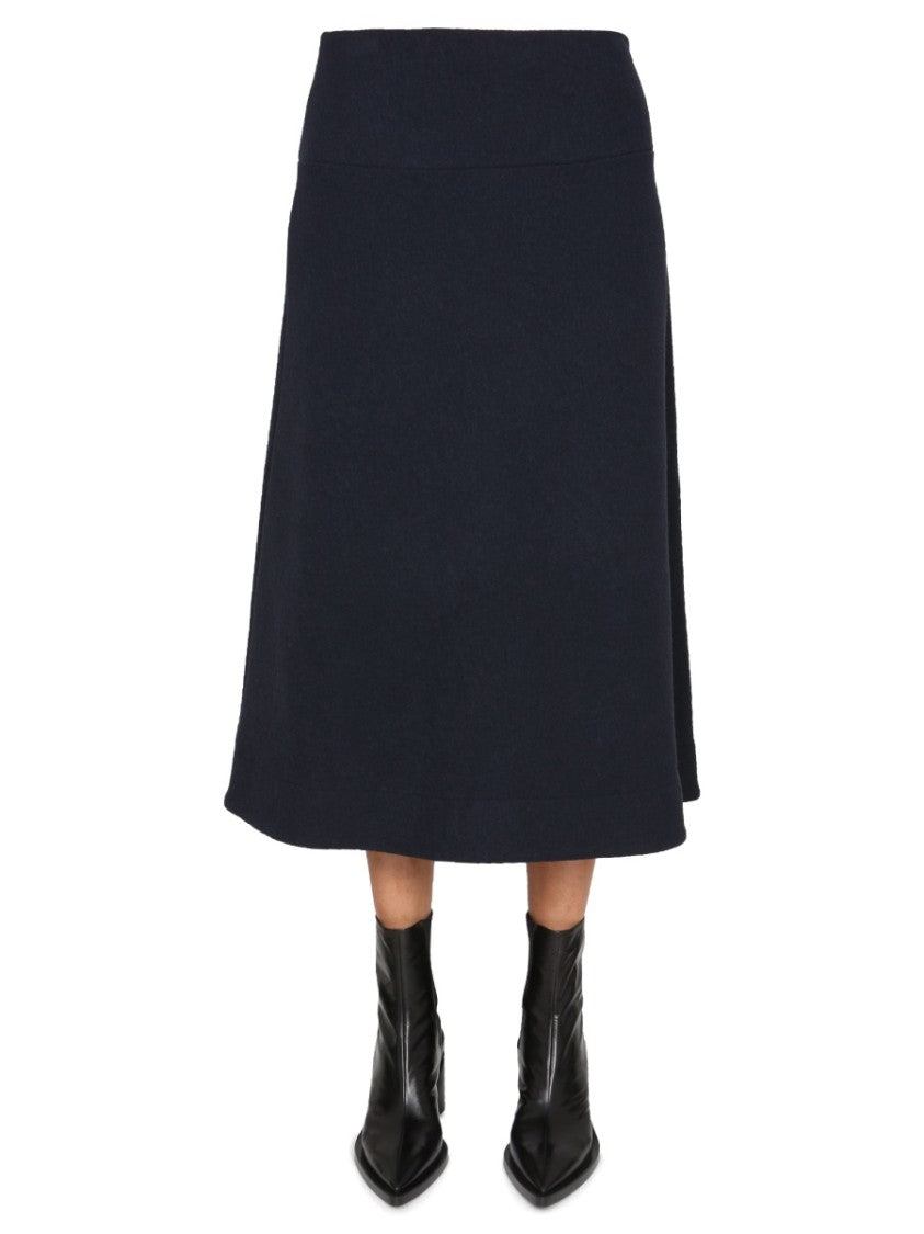 Flared Black Midi Skirt