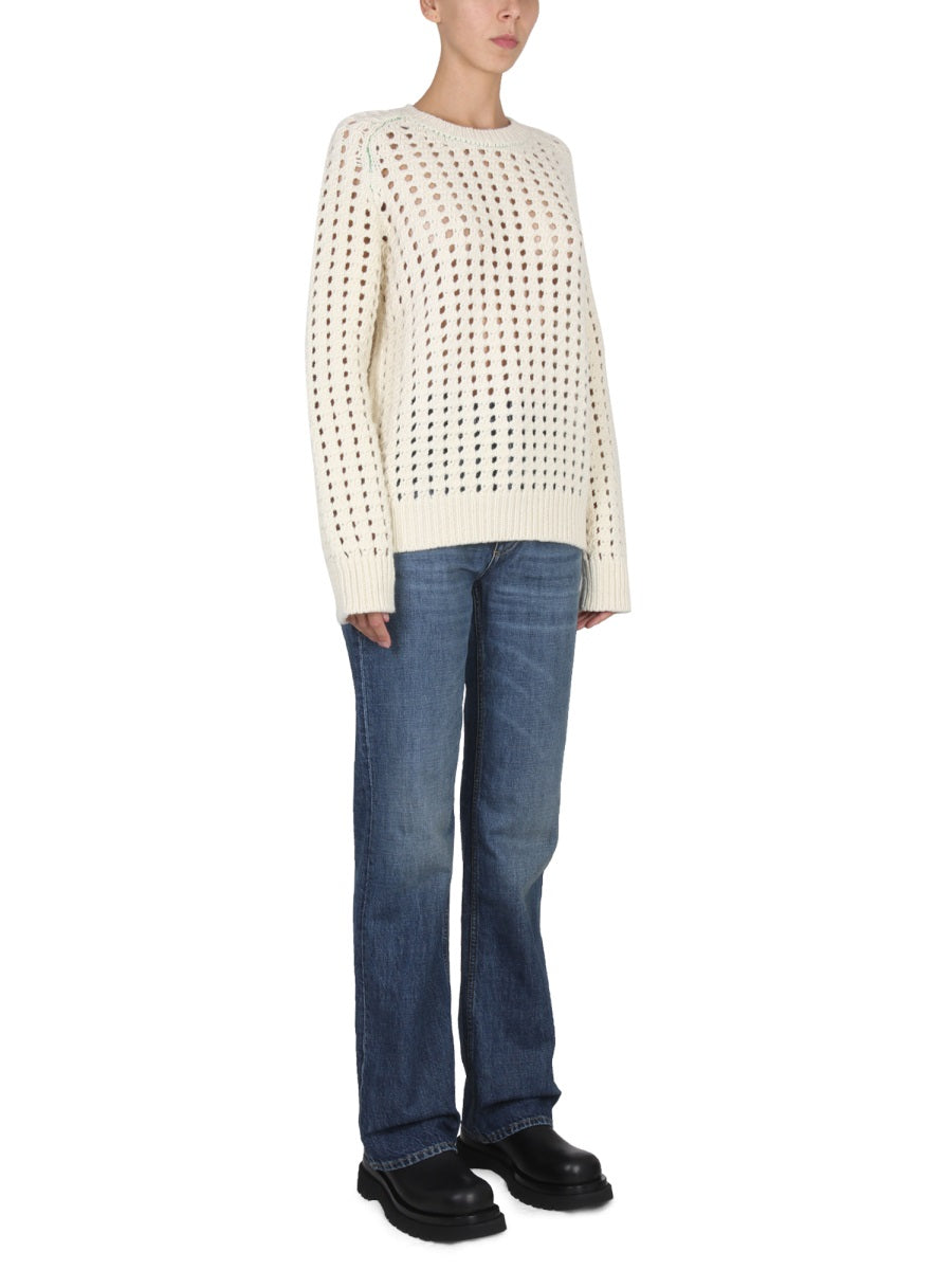 Textured Knit Sweater with Ribbed Cuffs