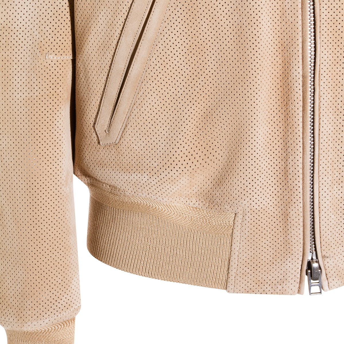 Perforated Suede Bomber Jacket
