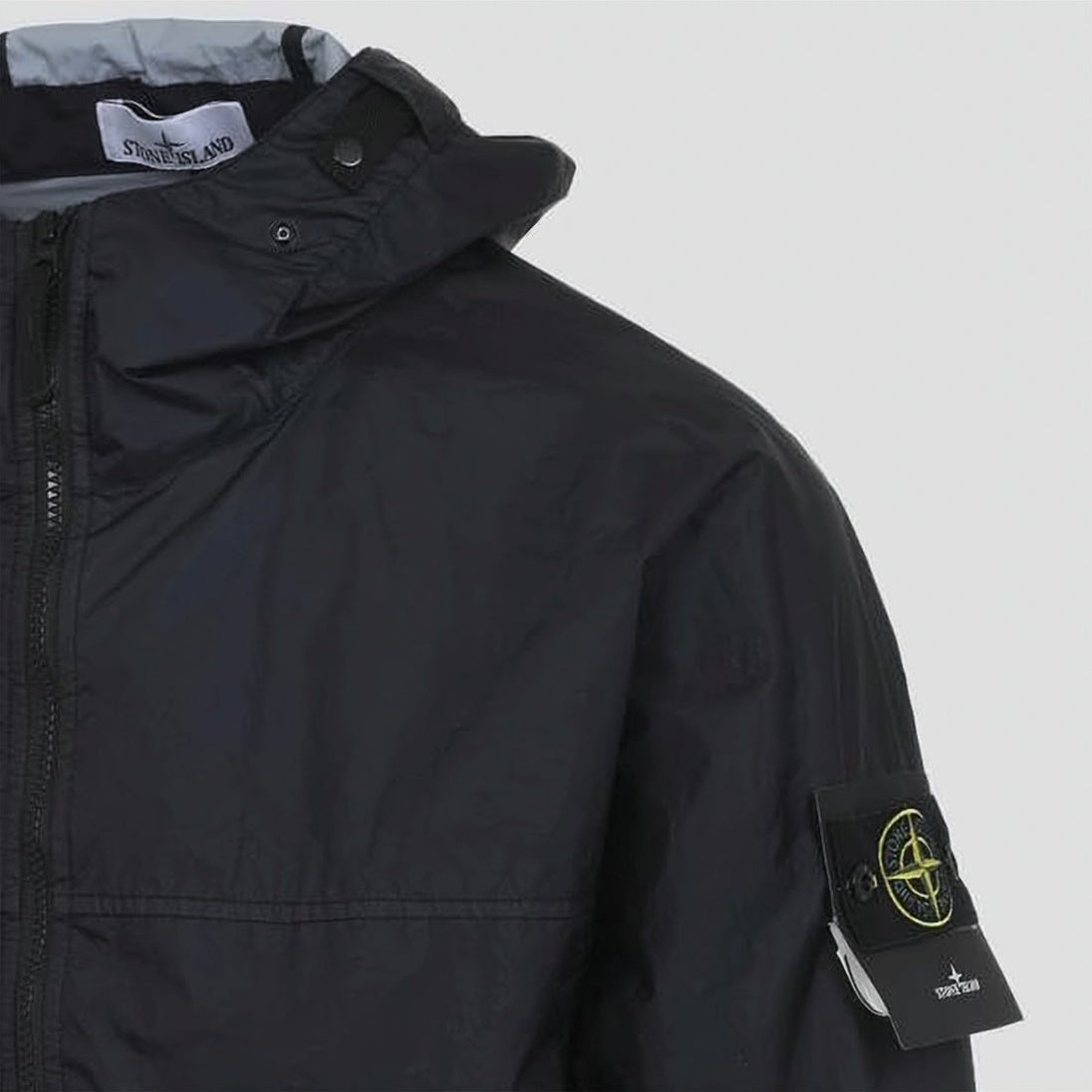 Black Polyamide Jacket with Hood
