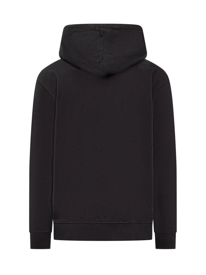 Minimalist Black Hoodie with Subtle Tonal Logo
