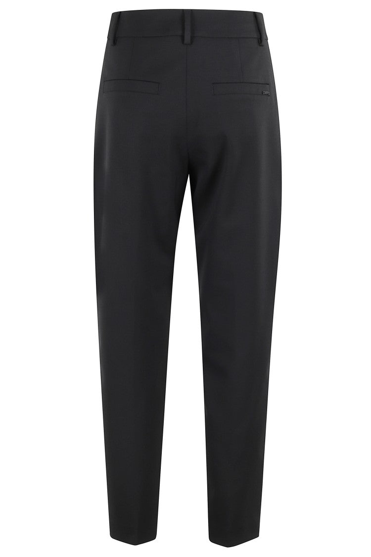 Straight Leg Black Trousers With High Waist