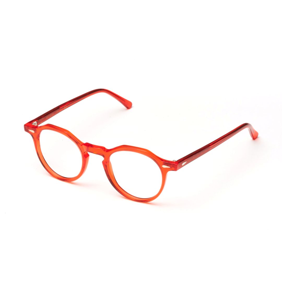 Justin Translucent Orange Rounded Sunglasses with Glossy Finish