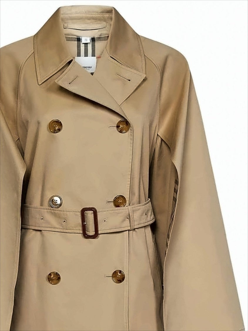 Double-Breasted Brown Trench Coat with Tortoiseshell Buttons