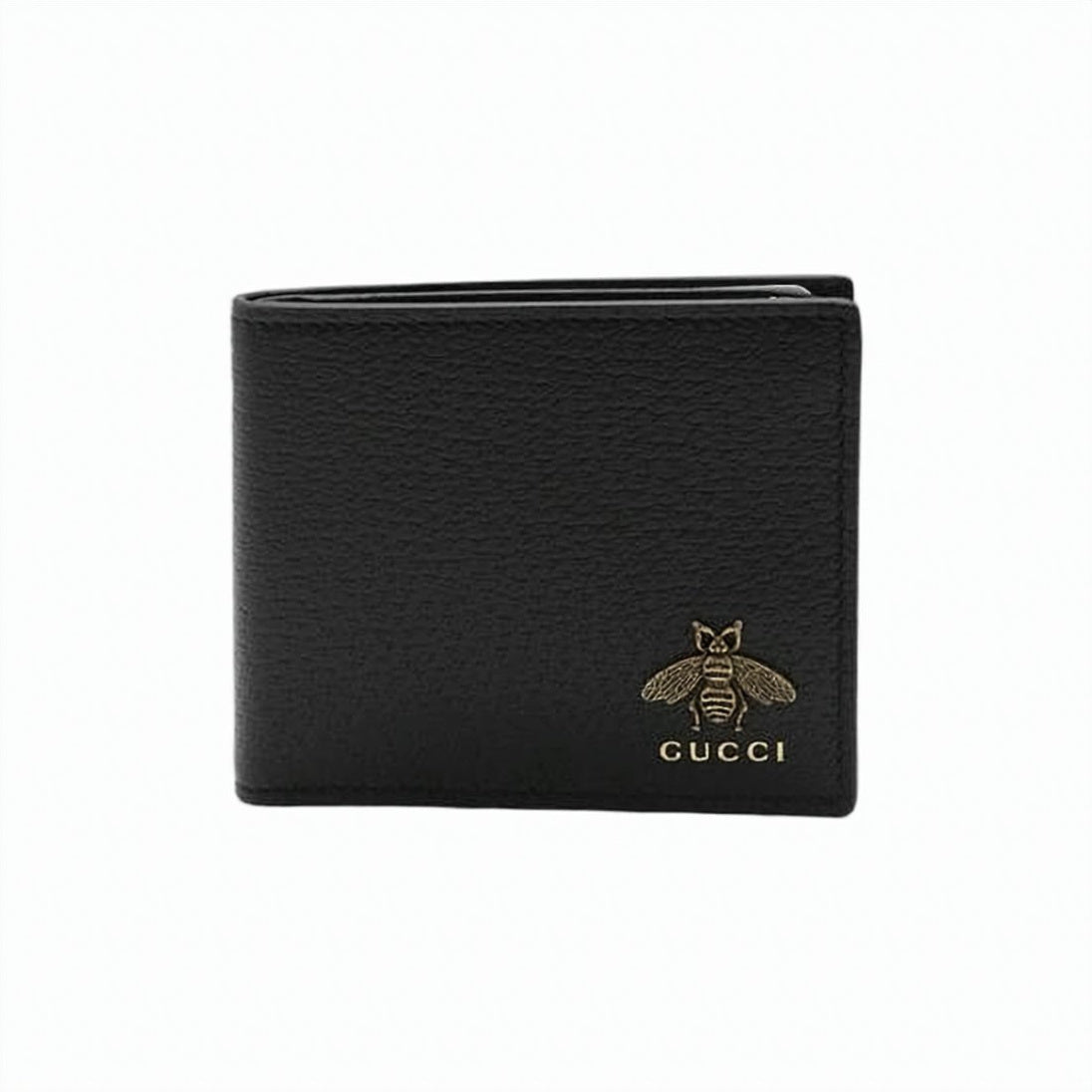 Textured Leather Bifold Wallet with Embossed Bee Motif