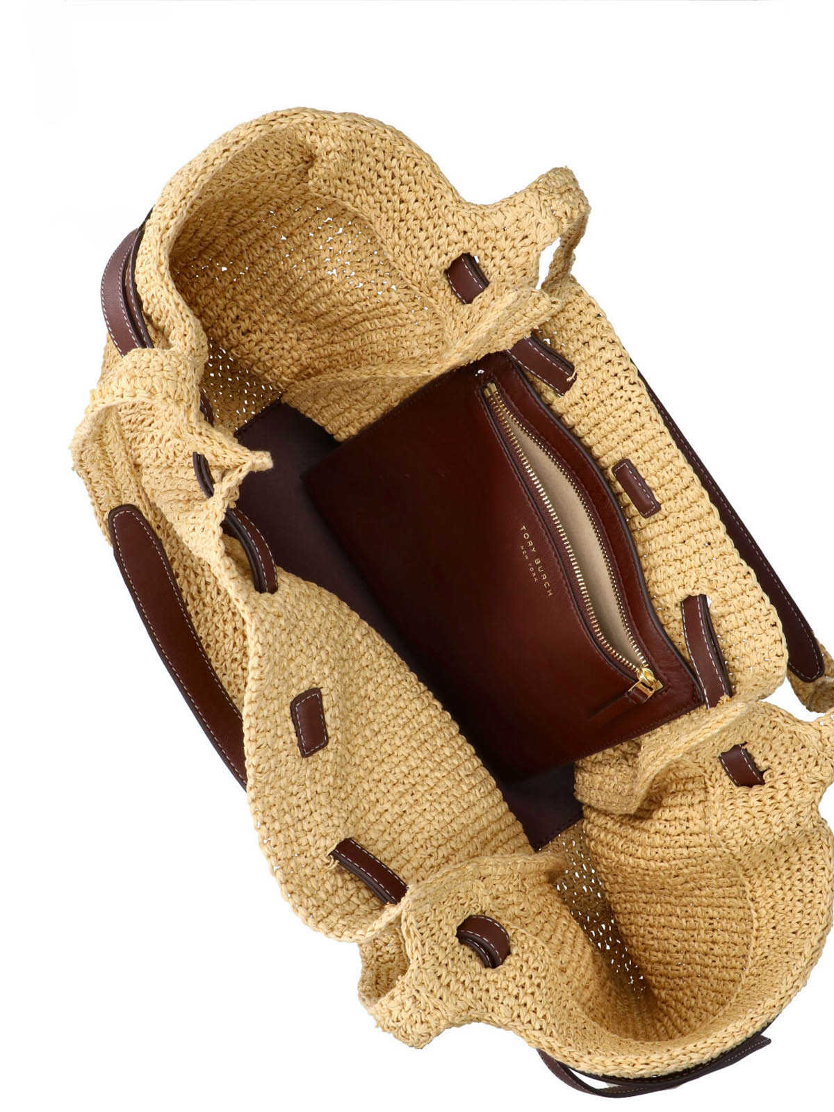 Beige Spacious Woven Leather Bag