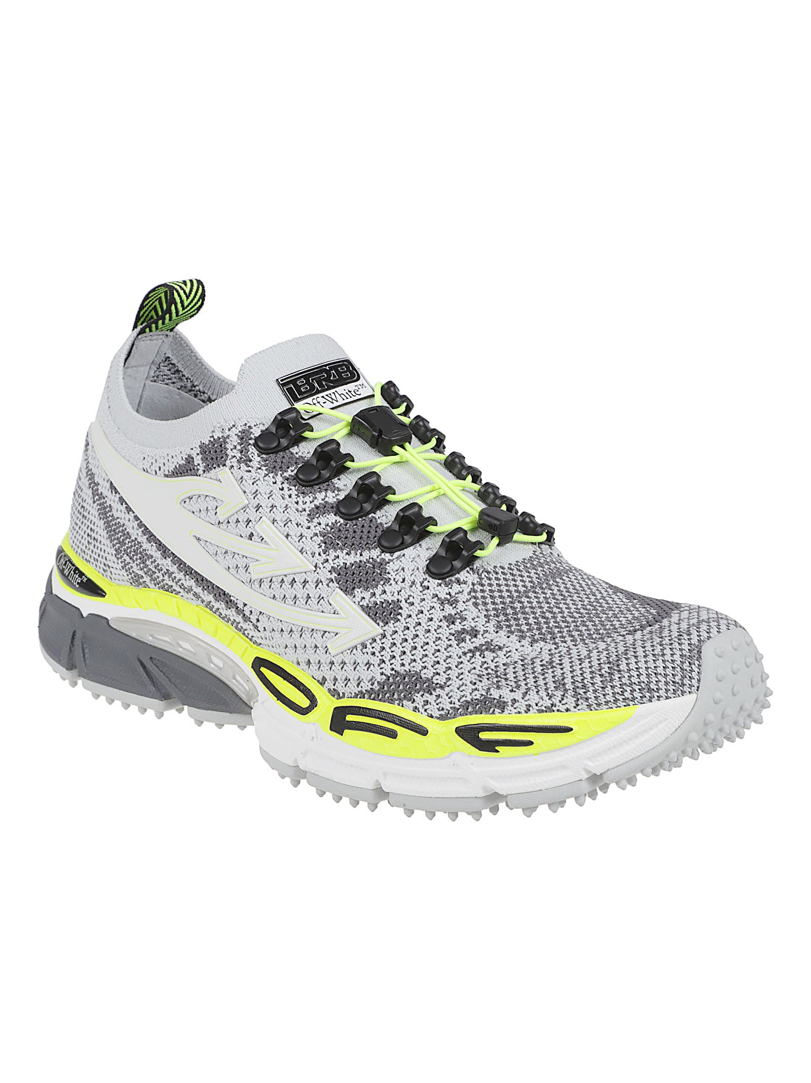 Knitted Low-Profile Off-White Sneakers with Neon Accents