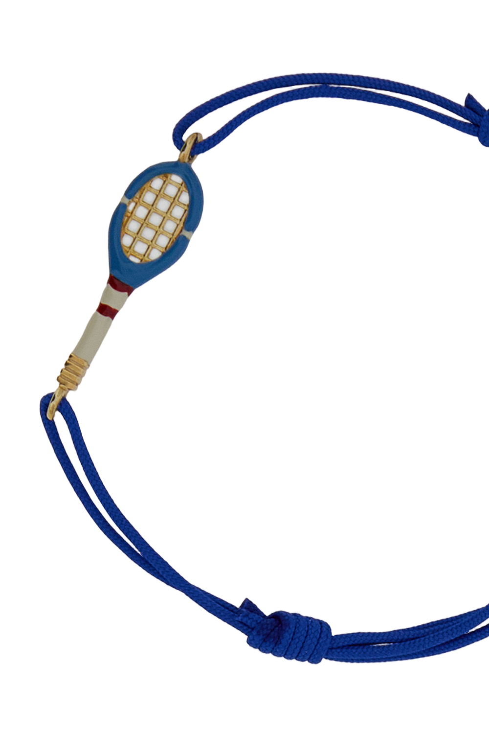 Blue/White Tennis 9K Gold Cotton Cord Bracelet