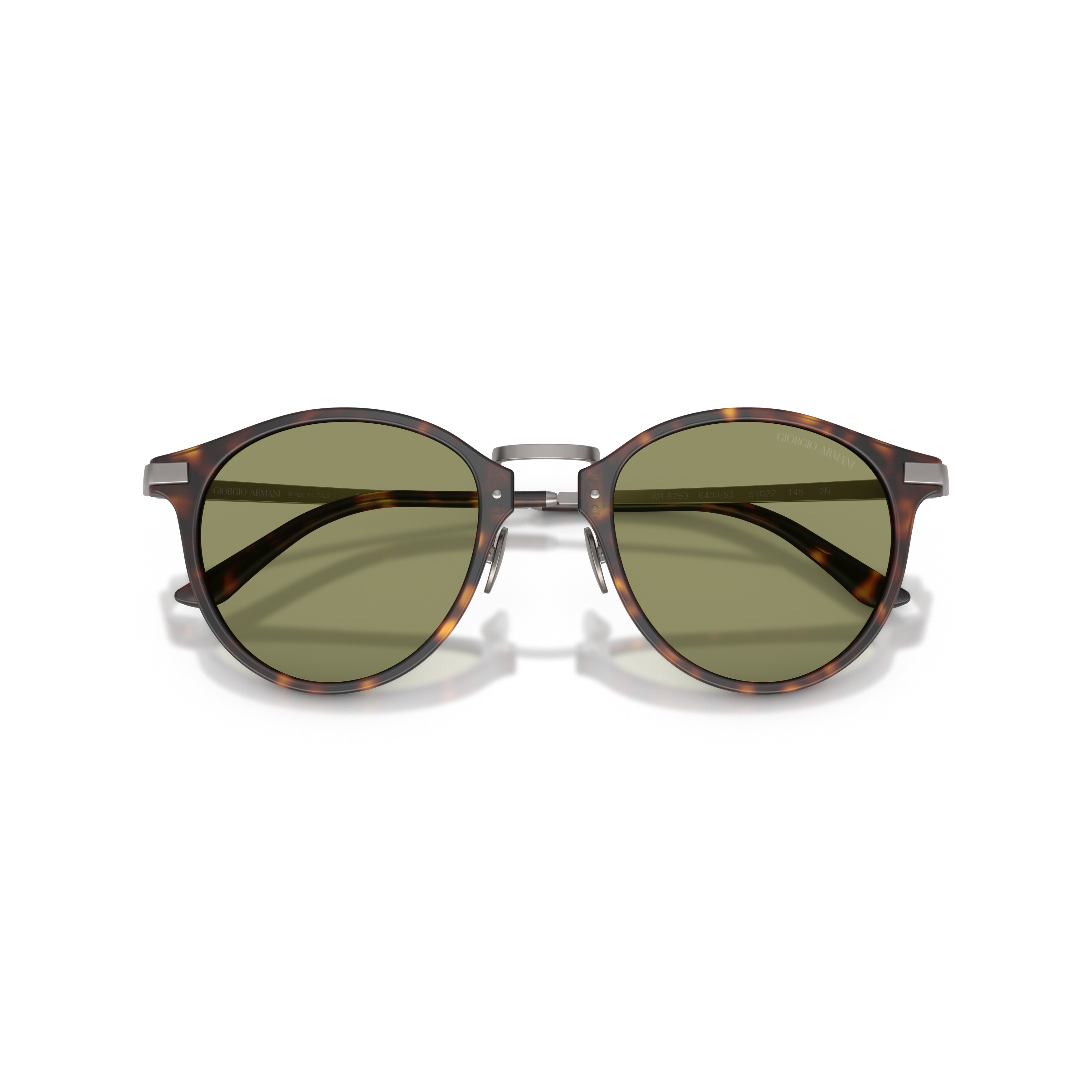 Round Tortoiseshell Acetate Sunglasses with Green-Tinted Lenses