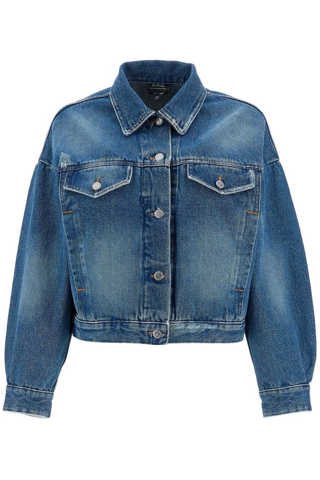 Cropped Denim Jacket with Traditional Collar