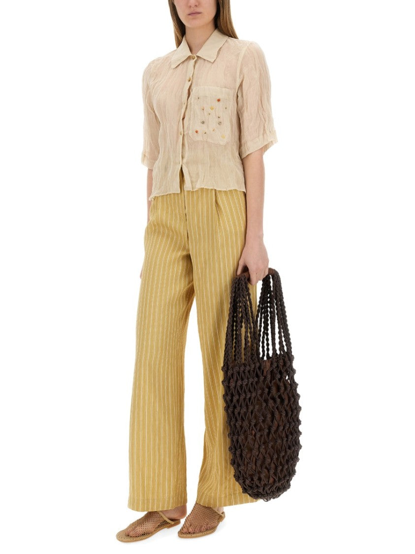 Striped Satin Tailored Pants