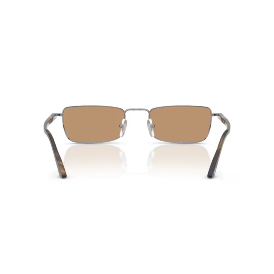 0po1025s Rectangular Metal Sunglasses with Tortoiseshell Temples