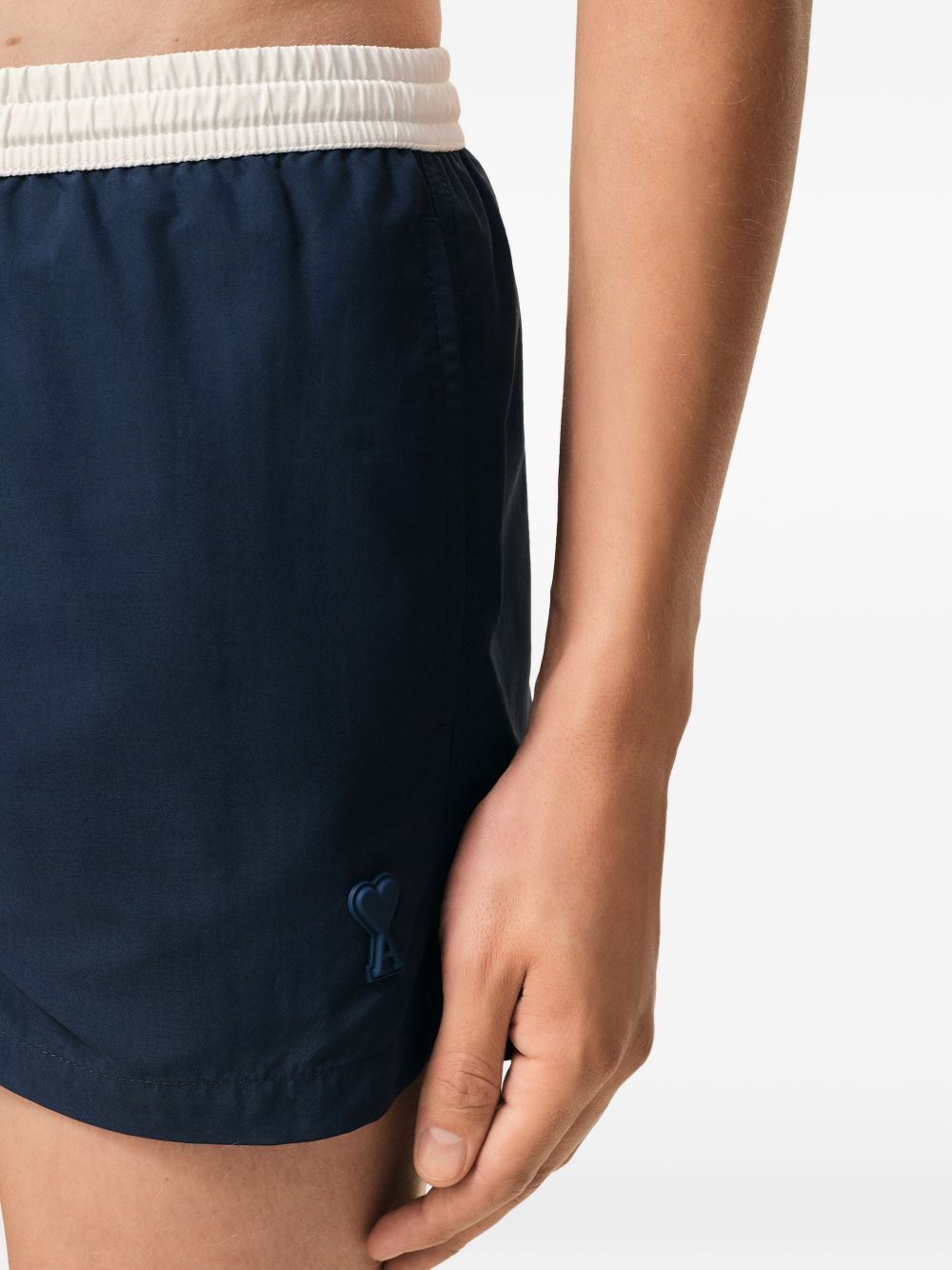 Navy Blue Slim Fit Shorts with Contrasting Drawstring Waistband