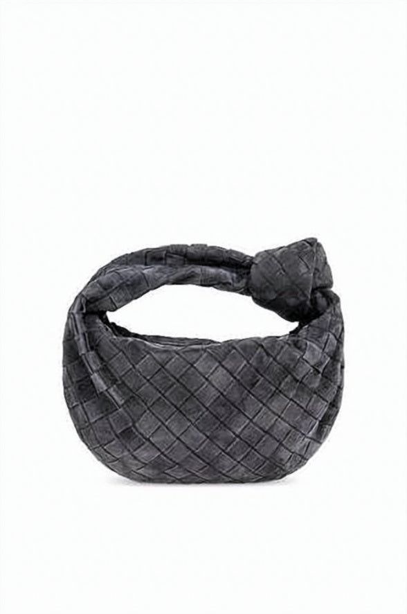 Suede Tote Bag with Woven Pattern